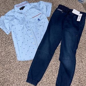 Boys 8 English Laundry NWT button down & jogger jeans set